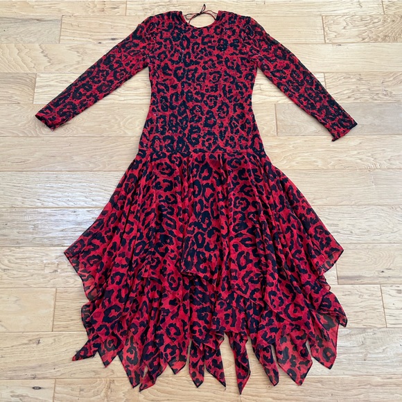 Vintage Dresses & Skirts - Vintage A.J. Bari Salsa Cocktail Dress Red with Black Leopard Animal Print USA